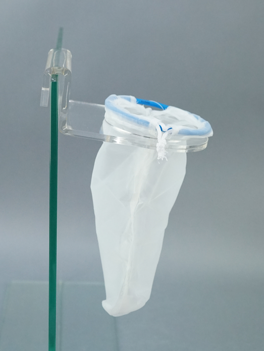 Bubble Magus Feinfilterbeutel kurz  FB02 Blauer Ring( 150micron ) mit Halterung.