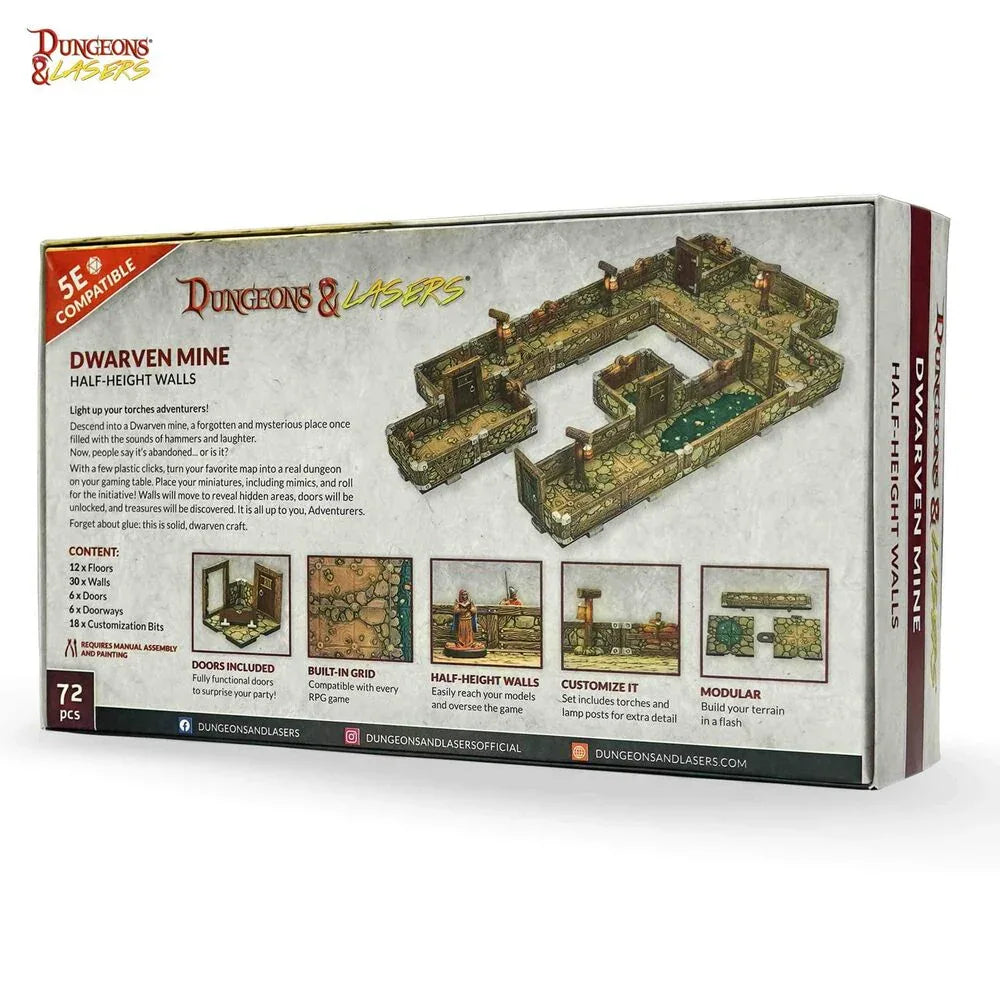 Dungeons & Lasers Dwarven Mine Half-Height Walls - PremiumHobby