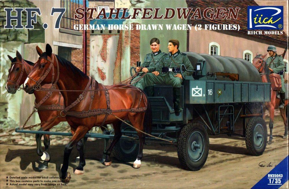German Hf.7 Horse drawn Steel field wage w/2Horses &2 Figures - PremiumHobby