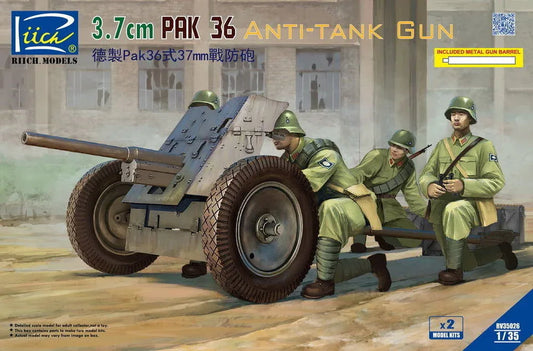 German 3.7cm Pak 36 Anti-Tank Gun(model kitsx2)w/Metal gun barrel