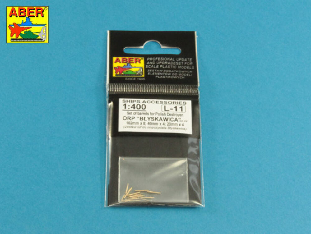 Set of barrels for Polish Destroyer Blyskawica; 102mm x 8; 40mm x 4; 20mm x 4