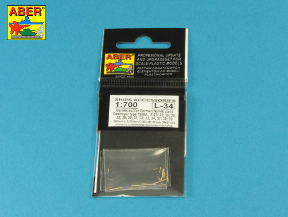 Set of Barrels for Narvic classe destroyers type 1936A: 150mm x 5; 37mm x 8; 37mm(M42) x 10;