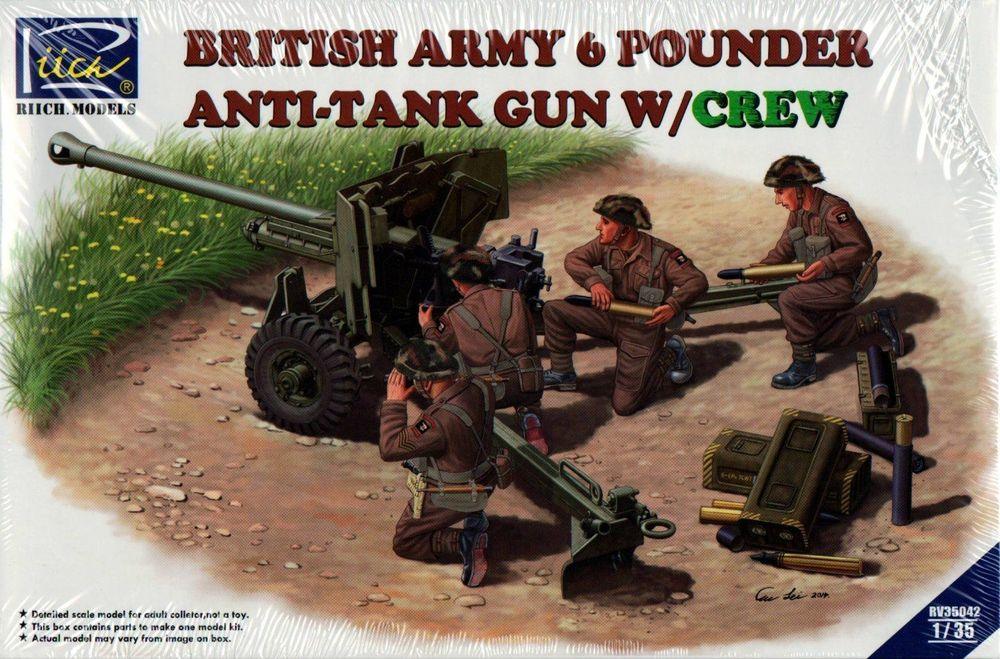 British Army 6 Pounder Infantry Anti-tank Gun w/Crews (4 figures) - PremiumHobby