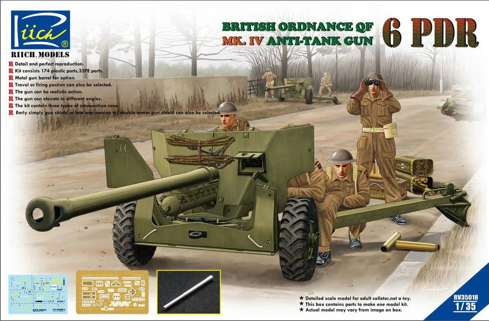 Ordanance QF 6-Pdr.MK.IV Late War Infant Anti-tank Gun(w/Metal gun Barrel - PremiumHobby