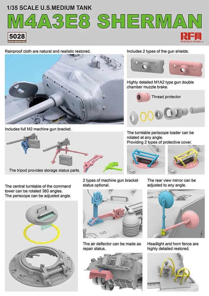 SHERMAN M4A3E8 W/Workable Track links - PremiumHobby