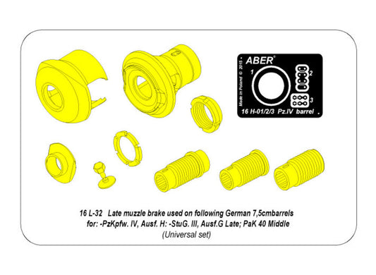 Late muzzle brake to barrels in Pz.IVH; Stug.IIIG or PaK 40
