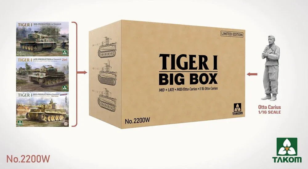 Tiger I Big Box Mid+Late+Mid/Otto Carius + 1/16 Otto Carius (Limited edition) - PremiumHobby