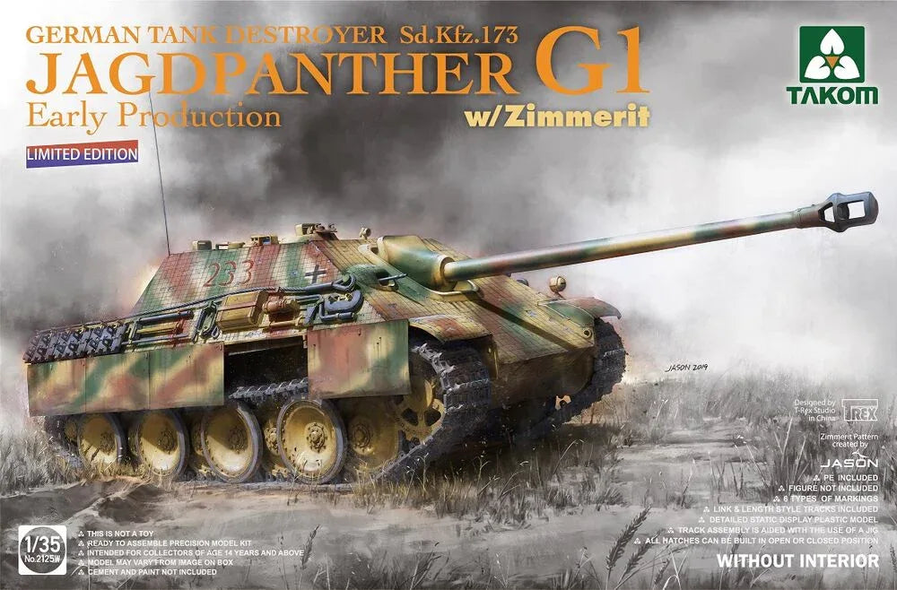 German Tank Destroyer Sd.Kfz.173 Jagdpanther G1 Early Production w/Zimmerit (Limited edition) - PremiumHobby