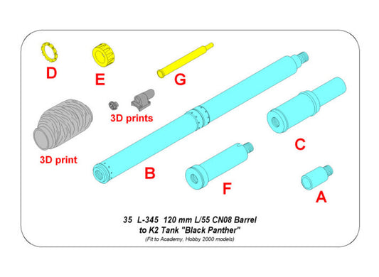 120 mm L/55 CN08 Barrel to K2 Tank Black Panther