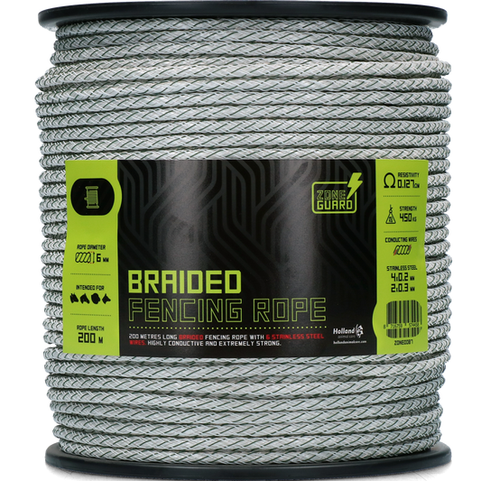 ZoneGuard 6 mm geflochtenes Zaunseil weiß und grün 200 m