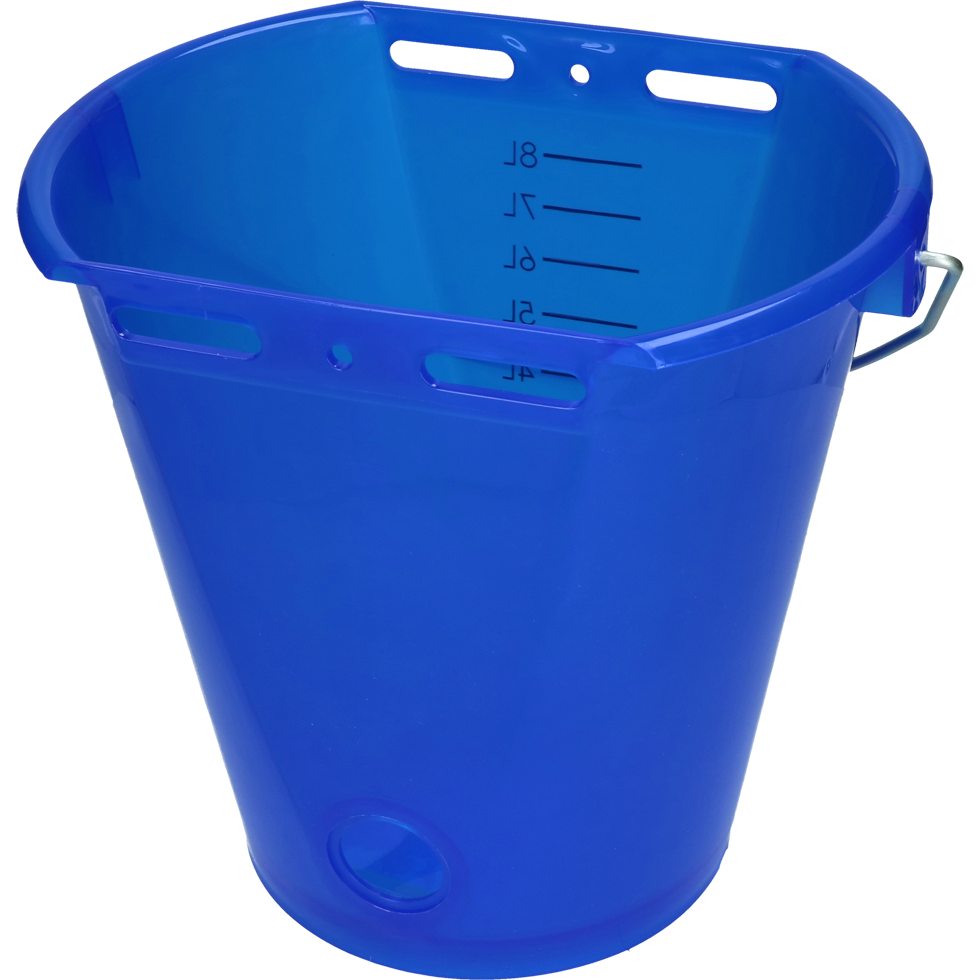 Kälbereimer blau transparent 2-seitig flach