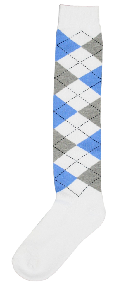 Kniestrumpf RE kariert weiß/h.blau/h.grau   43-46