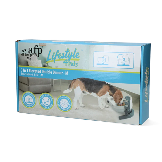AFP Lifestyle 4 Pet-3 In 1 Elevated Double Dinner - M