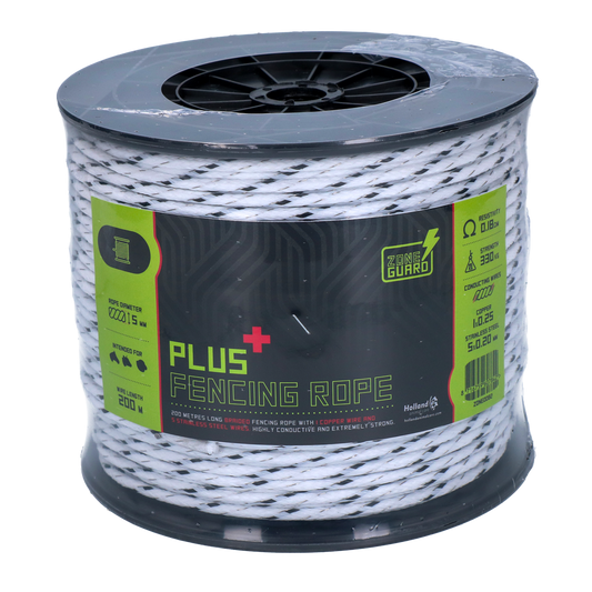 ZoneGuard 5 mm Plus Zaunseil weiß und schwarz 200 m