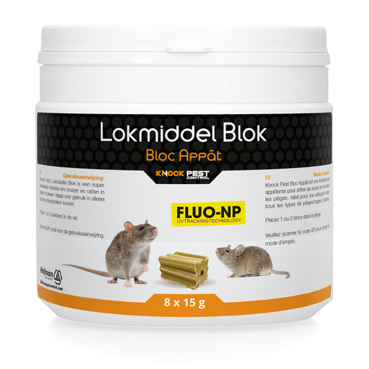 Knock Pest Traktatie Block voor muis&amp;rat Fluo-NP (8x15g)