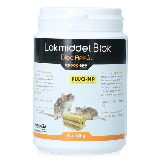 Knock Pest Traktatie Block voor muis&amp;rat Fluo-NP (4x15g)