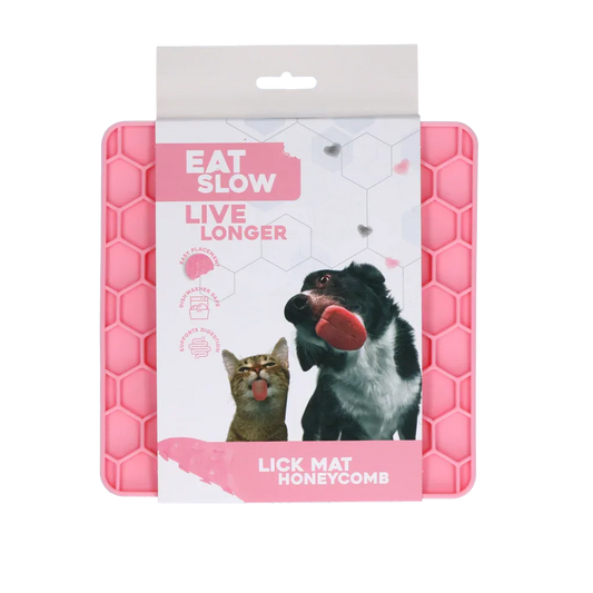 Eat Slow Live Longer Lick Mat Honeycomb Rosa