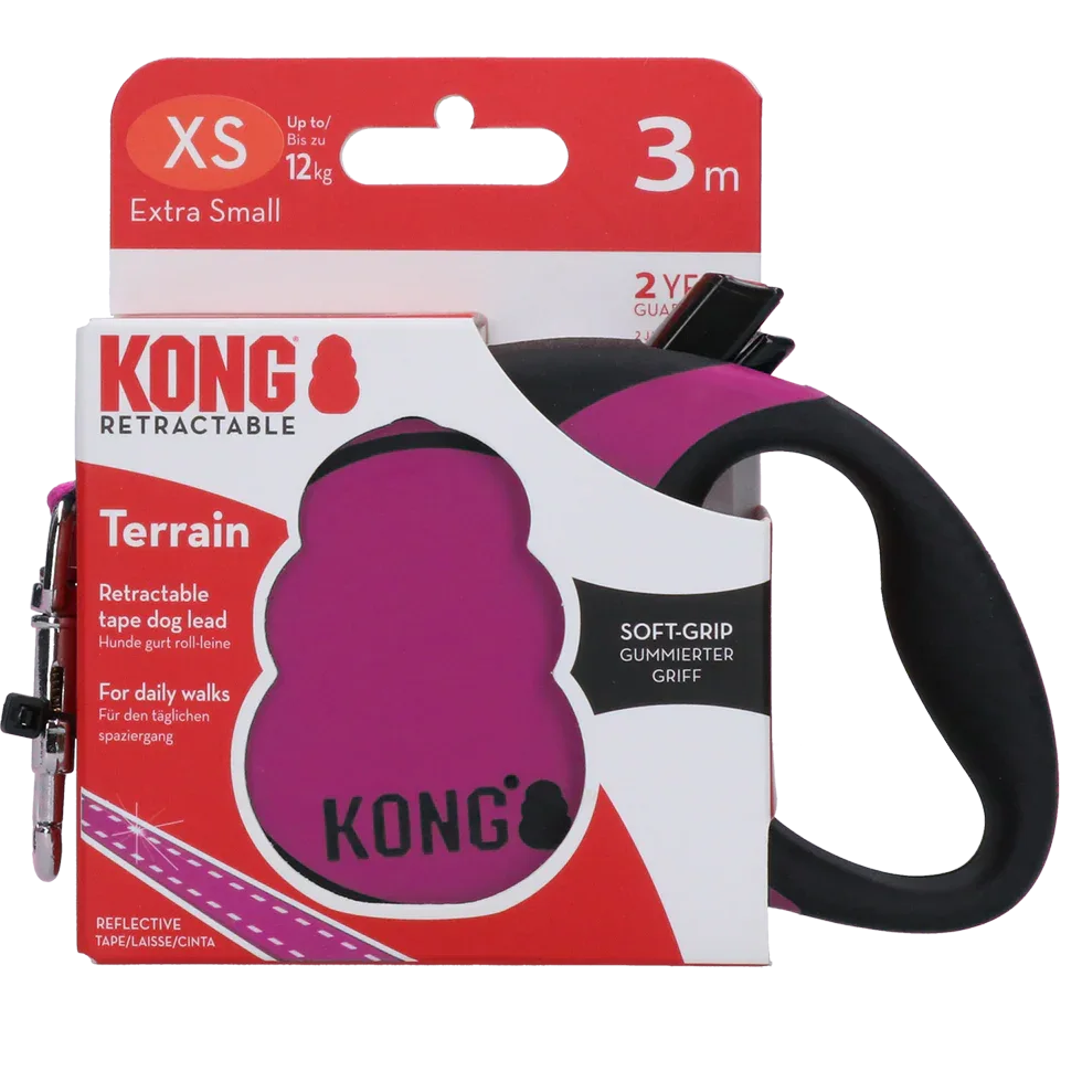 KONG Retractable Leash Terrain Roze XS (3m/12kg) - PremiumHobby