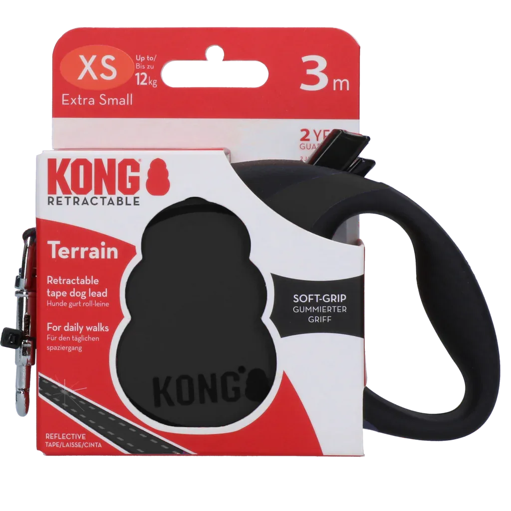 KONG Retractable Leash Terrain Schwarz XS (3m/12kg) - PremiumHobby