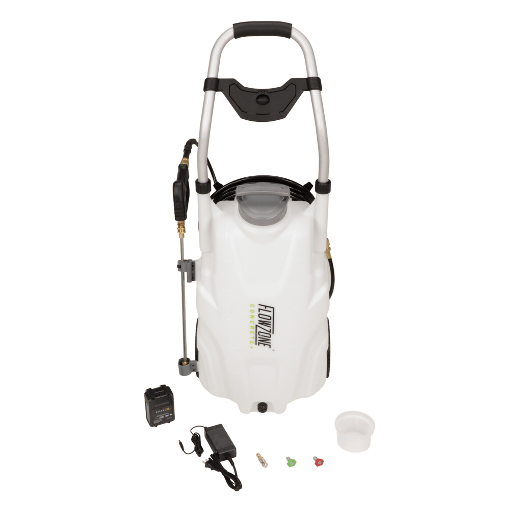 FlowZone Beton-Wagendrucksprüher Akku 34 Liter