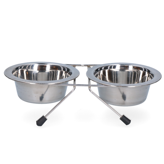 Futter- und Trinknapf aus Edelstahl mit Ständer 200ml Ø 11cm