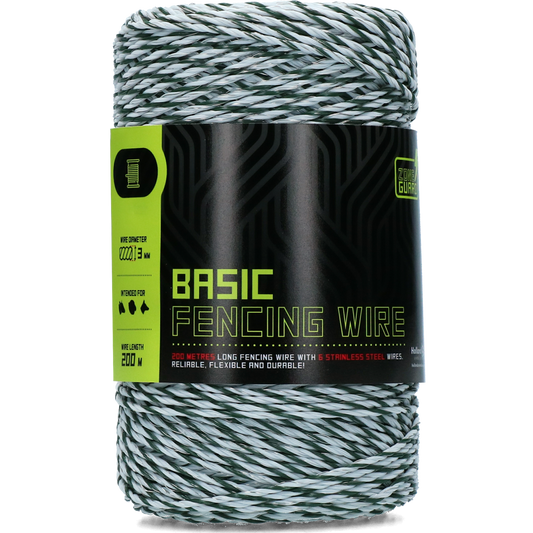 ZoneGuard 3 mm Basic Zaundraht weiß und dunkelgrün 200 m
