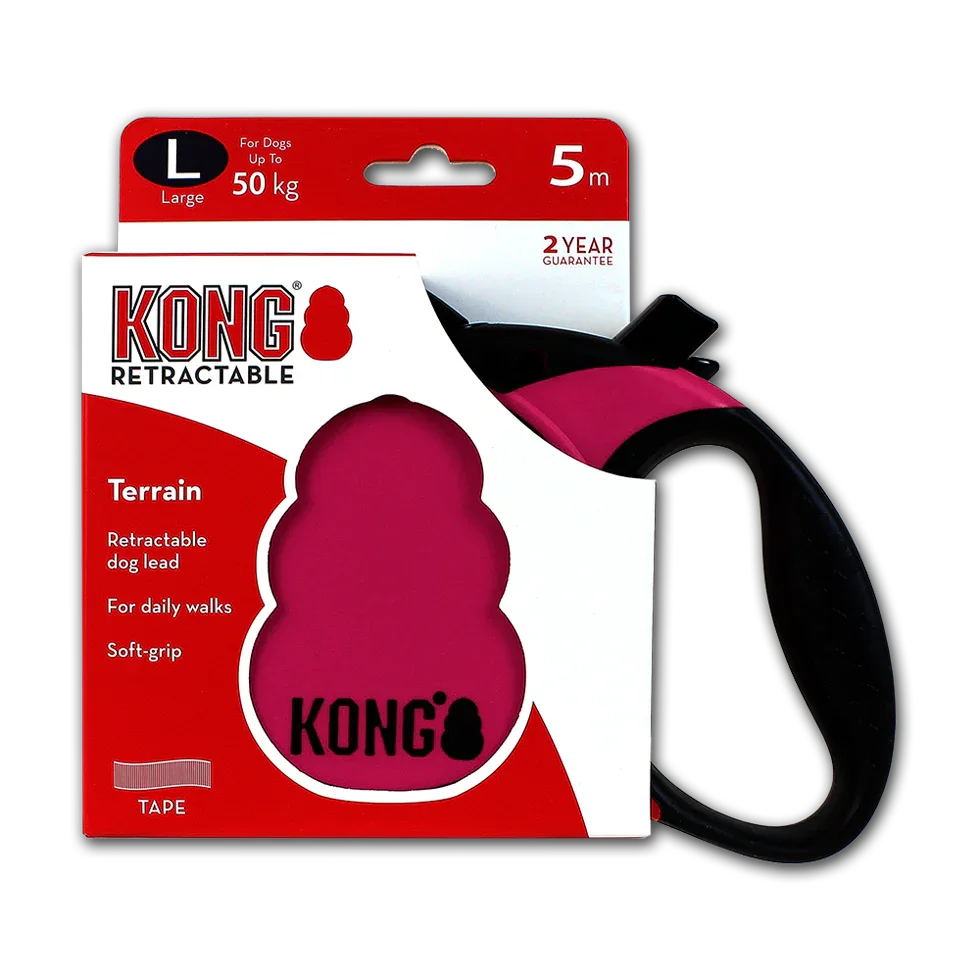 KONG Retractable Leash Terrain Pink L (5m/50kg) - PremiumHobby