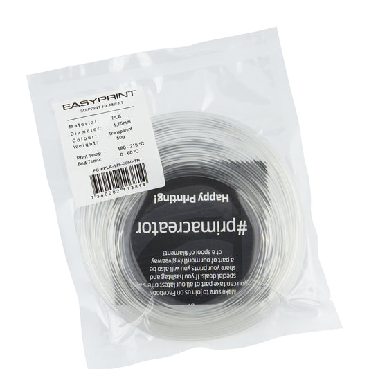 EasyPrint PLA Sample - 1.75mm - 50 g - Tranparent